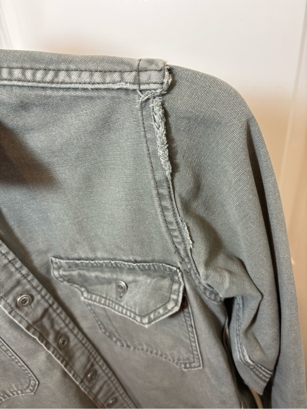 Tellason Olive green  Canvas Work Shirt Made in USA #451 - Picture 7 of 7